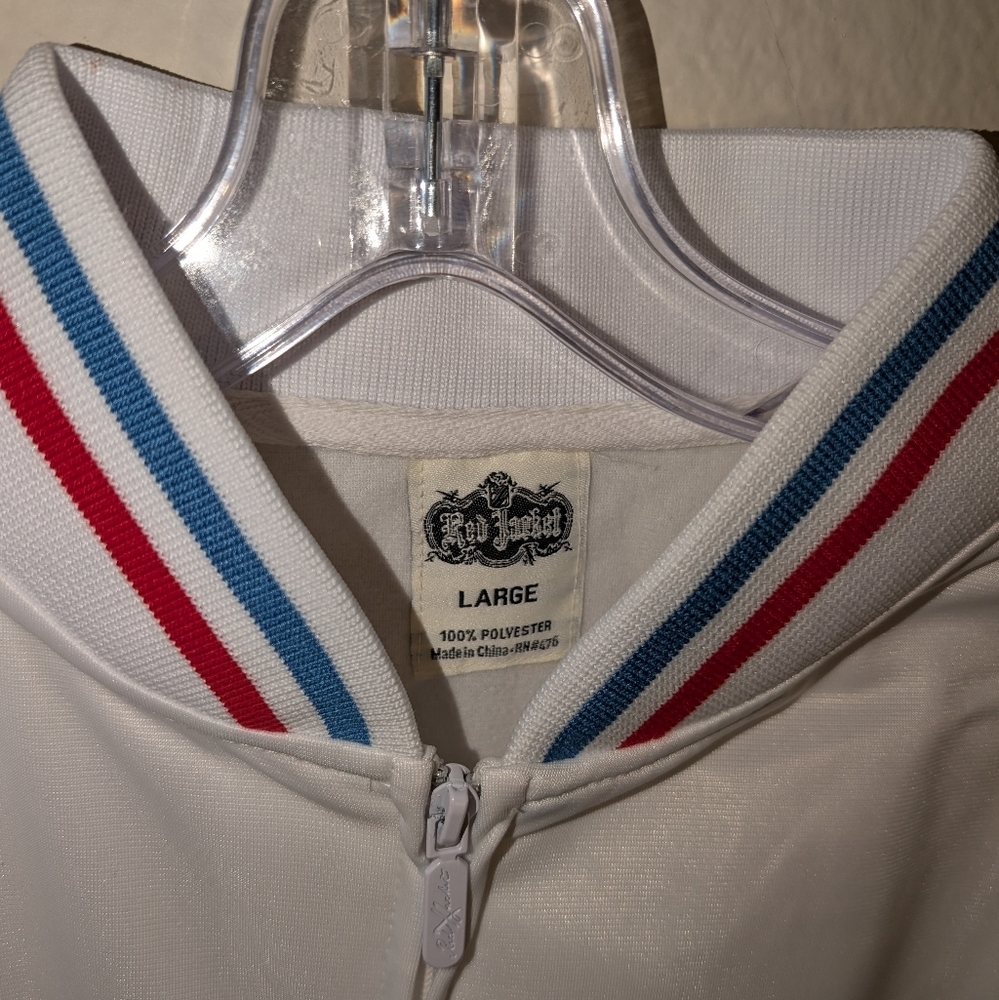 MLB Red Jacket Chicago Cubs Sweater Zipper Men Adults Vintage Size Large White - Picture 3 of 5